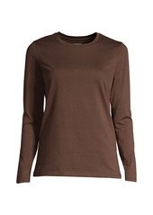 Lands' End Women's Relaxed Supima Cotton Long Sleeve Crewneck T-Shirt - Black