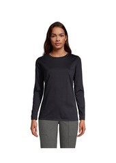 Lands' End Women's Petite Relaxed Supima Cotton Long Sleeve Crewneck T-Shirt - Radiant navy