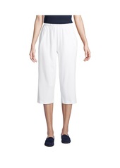 Lands' End Petite Sport Knit High Rise Elastic Waist Capri Pants - White