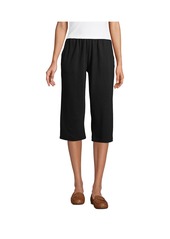 Lands' End Petite Sport Knit High Rise Elastic Waist Pull On Capri Pants - Dark charcoal heather