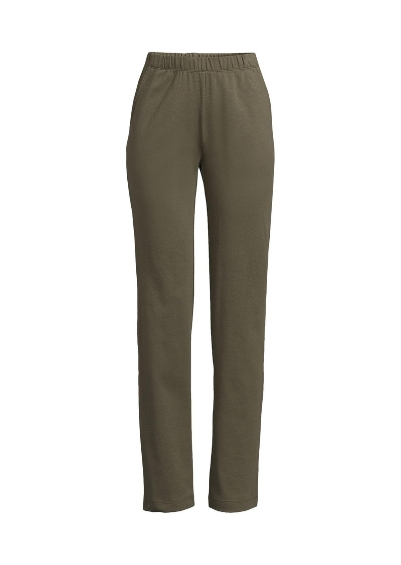 Lands' End Petite Sport Knit High Rise Elastic Waist Pants - Forest moss