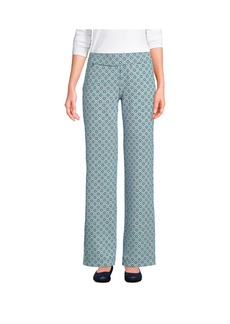 Lands' End Women's Starfish Mid Rise Straight Leg Elastic Waist Pull On Pants - Emerald medallion tiles