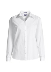 Lands' End Petite Wrinkle Free No Iron Button Front Shirt - White