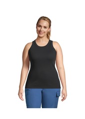 Lands' End Plus Size Rib Crew Neck Tank Top - White