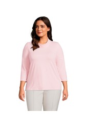 Lands' End Plus Size 3/4 Sleeve Light Weight Jersey Cowl Neck Top - Soft tea rose