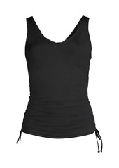 Lands' End Plus Size Adjustable V-neck Underwire Tankini Swimsuit Top - Black