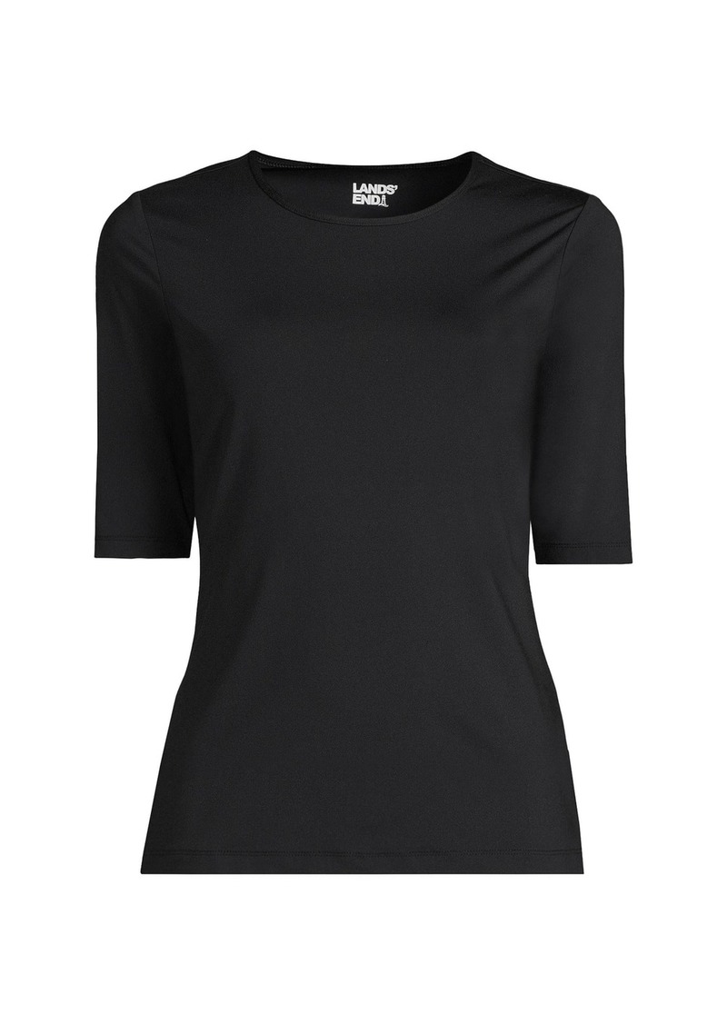 Lands' End Plus Size Crew Neck Rash Guard Upf 50 Sun Protection Swim Tee - Black