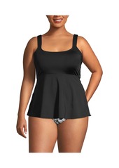 Lands' End Plus Size Dd-Cup Flutter Scoop Neck Tankini Top - Black