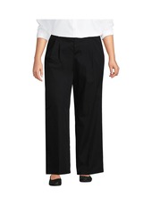 Lands' End Plus Size High Rise Crisp Poplin Chino Wide Leg Pants - Desert tan