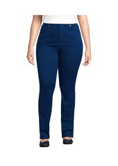 Lands' End Women's Plus Size High Rise Slimming 5 Pocket Chino Slim Leg Pants - Deep sea navy