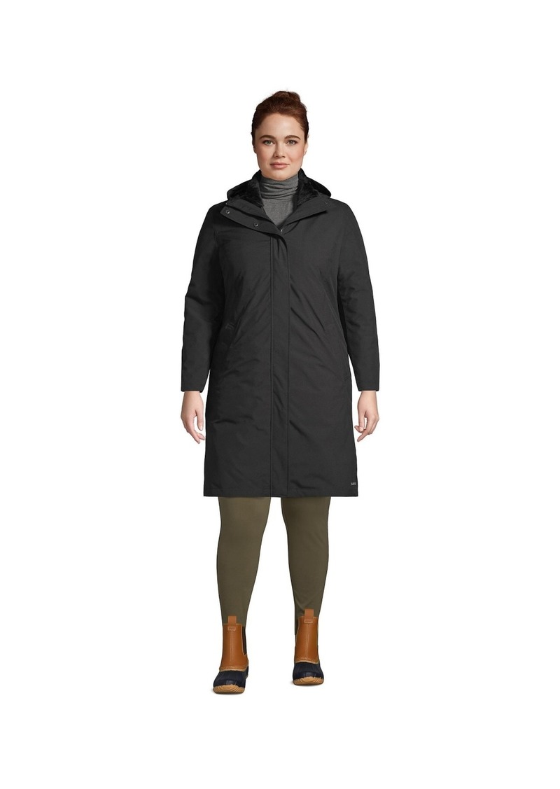 Lands' End Plus Size Insulated 3 in 1 Primaloft Parka - Black/charcoal