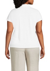 Lands' End Womens Plus Size Johnny Collar Polo - White