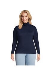 Lands' End Plus Size Lightweight Fitted Long Sleeve Turtleneck Tee - White