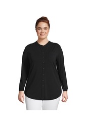 Lands' End Plus Size Long Sleeve Jersey A-line Tunic - White