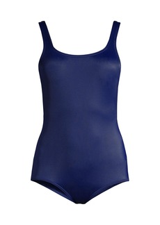 Lands' End Women's Plus Size Mastectomy Chlorine Resistant Tugless One Piece Swimsuit Soft Cup - Deep sea navy