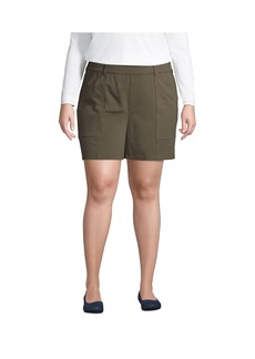 "Lands' End Plus Size Mid Rise Starfish Knit 7"" Utility Shorts - Forest moss"