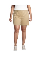 "Lands' End Plus Size Pull On 7"" Chino Shorts - Desert tan"