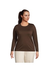 Lands' End Plus Size Relaxed Supima Cotton T-Shirt - Charcoal heather