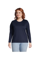 Lands' End Plus Size Relaxed Supima Cotton T-Shirt - Radiant navy