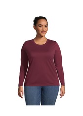 Lands' End Plus Size Relaxed Supima Cotton T-Shirt - Rich coffee