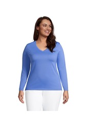 Lands' End Plus Size Relaxed Supima Cotton T-Shirt - Chicory blue