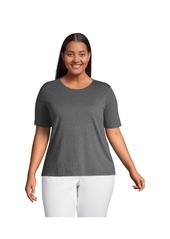 Lands' End Plus Size Relaxed Supima Cotton Crew Neck T-Shirt - Forest moss