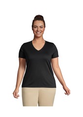 Lands' End Plus Size Relaxed Supima Cotton V-Neck T-Shirt - Radiant navy