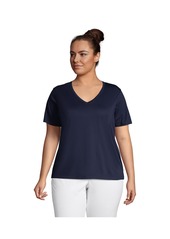 Lands' End Plus Size Relaxed Supima Cotton Short Sleeve V-Neck T-Shirt - White