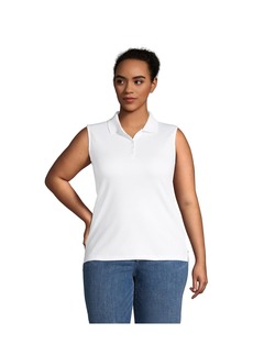 Lands' End Plus Size Sleeveless Supima Cotton Polo Shirt - White