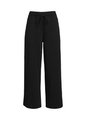 Lands' End Women's Plus Size Sport Knit Elastic Waist Wide Leg Crop Pants - Black