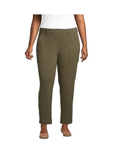 Lands' End Plus Size Starfish Mid Rise Elastic Waist Pull On Utility Ankle Pants - Forest moss