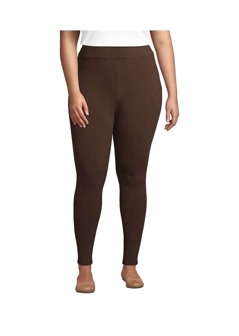 Lands' End Plus Size Starfish Mid Rise Knit Leggings - Rich coffee
