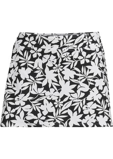 Lands' End Plus Size Tummy Control Swim Skirt Swim Bottoms Print - Black havana floral