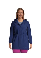 Lands' End Plus Size Waterproof Hooded Packable Raincoat - Black