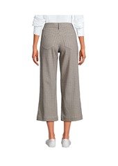 Lands' End Women's Printed Twill High Rise 5 Pocket Wide Leg Crop Pants - Dark caramel houndstooth