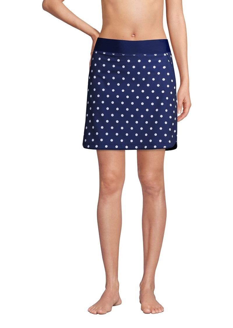 Lands' End Women's Quick Dry Board Skort Swim Skirt - Deep sea/polka dot