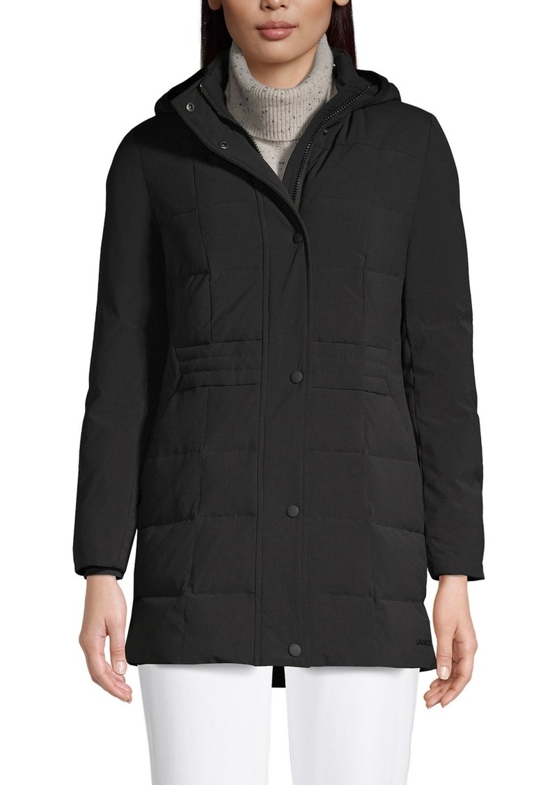 Lands' End Women's Quilted Stretch Down Coat - Black