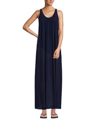 Lands' End Women's Rayon Poly Rib Scoop Neck Swim Cover-up Maxi Dress - Deep sea navy