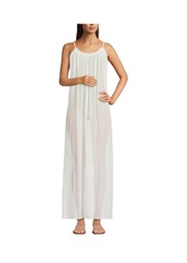 Lands' End Women's Rayon Poly Rib Scoop Neck Swim Cover-up Maxi Dress - Black