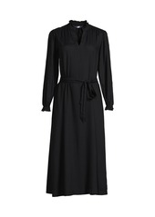 Lands' End Women's Rayon Split Neck Midi Dress - Slate gray swirl paisley