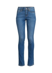 Lands' End Women's Recover Denim Mid Rise Slim Leg Jeans - Beau blue