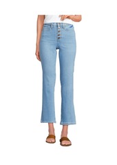 Lands' End Women's Recover High Rise Button Front Kick Flare Crop Jeans - River rinse