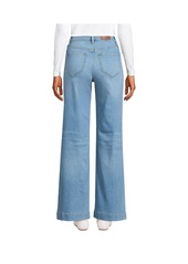 Lands' End Women's Recover High Rise Wide Leg Blue Jeans - River rinse