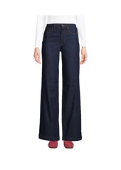 Lands' End Women's Recover High Rise Wide Leg Blue Jeans - River rinse