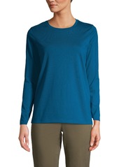 Lands' End Women's Relaxed Supima Cotton Long Sleeve Crew Neck T-Shirt - Baltic teal