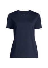 Lands' End Women's Relaxed Supima Cotton Short Sleeve Crewneck T-Shirt - White