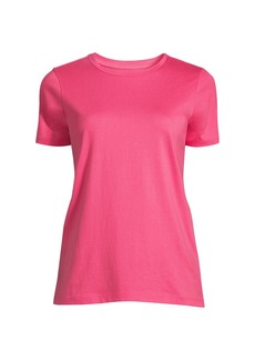 Lands' End Women's Relaxed Supima Cotton Short Sleeve Crewneck T-Shirt - Hot pink