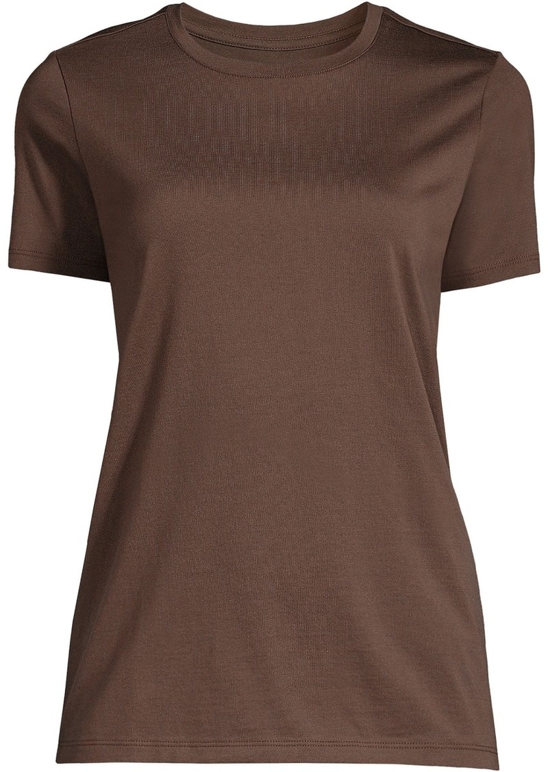 Lands' End Women's Relaxed Supima Cotton Short Sleeve Crewneck T-Shirt - Rich coffee