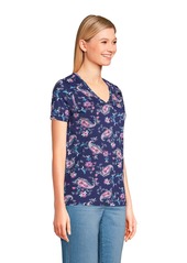 Lands' End Women's Relaxed Supima Cotton Short Sleeve V-Neck T-Shirt - Radiant navy