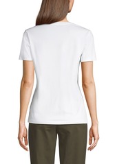 Lands' End Women's Relaxed Supima Cotton Short Sleeve V-Neck T-Shirt - White